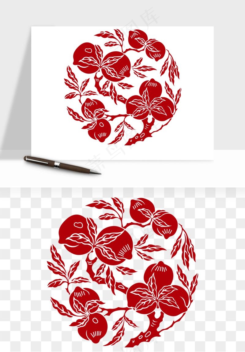 传统窗花剪纸图案png免抠