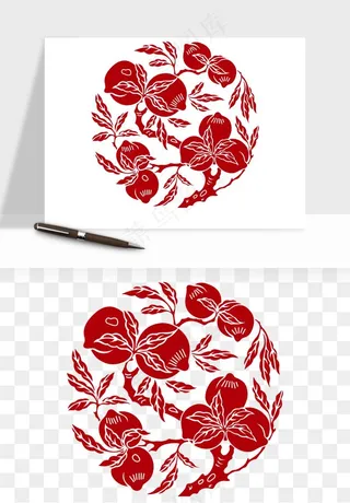 传统窗花剪纸图案png免抠