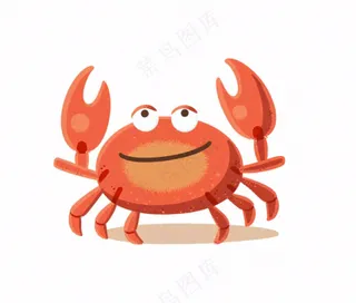 螃蟹海洋动物卡通插画免抠