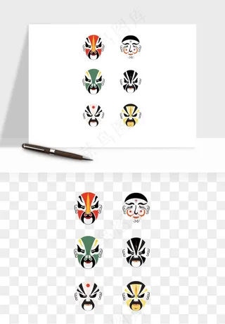 手绘戏剧脸谱卡通面具png免抠