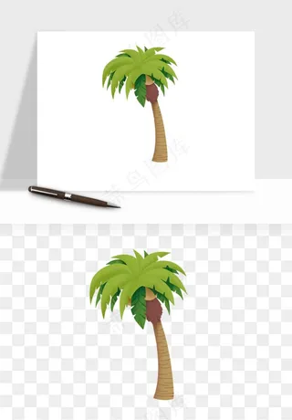 卡通沙滩椰子树png免抠