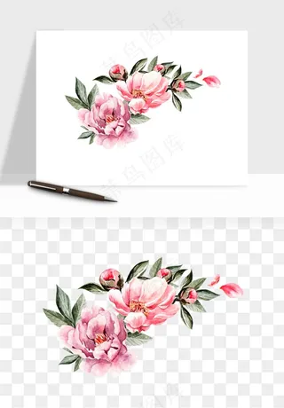 水彩复古花卉png免抠