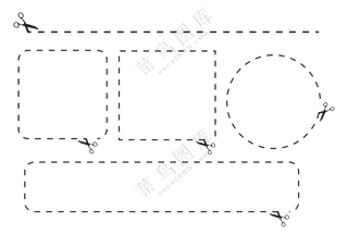 虚线效果方形圆形等裁切线免抠图片
