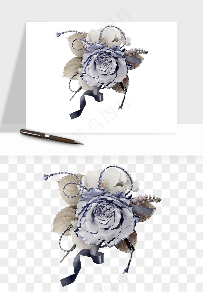 复古花卉相框欧式png免抠