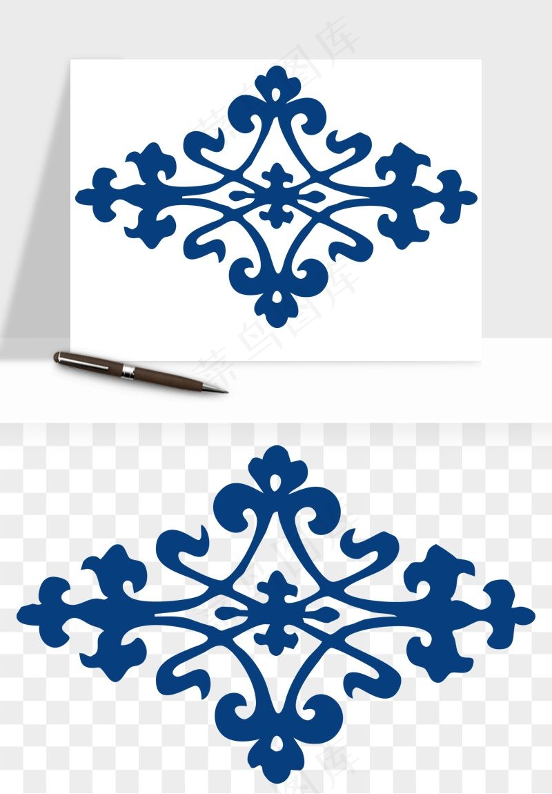 青花瓷花纹花卉图案png免抠