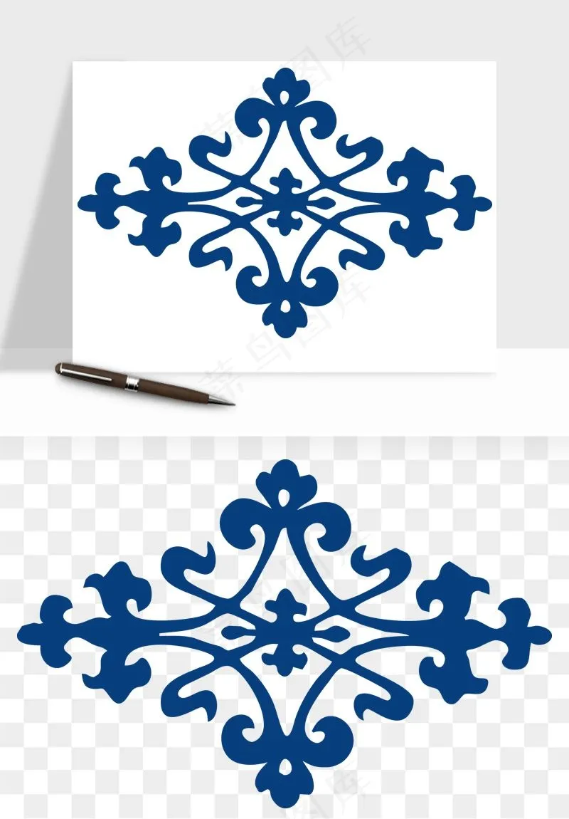 青花瓷花纹花卉图案png免抠