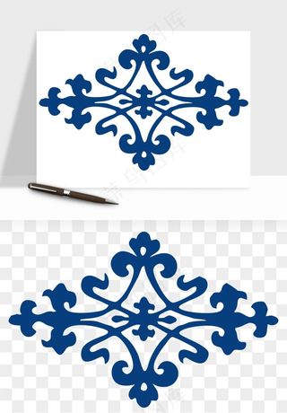 青花瓷花纹花卉图案png免抠