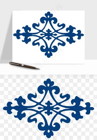 青花瓷花纹花卉图案png免抠