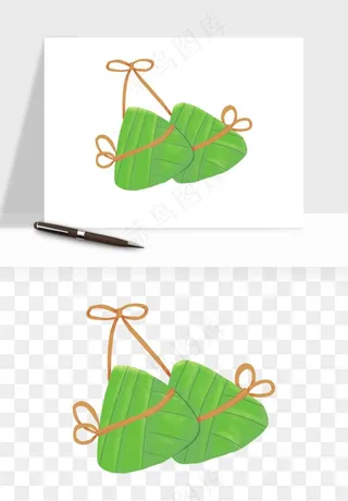 国潮粽子手绘肉粽png免抠