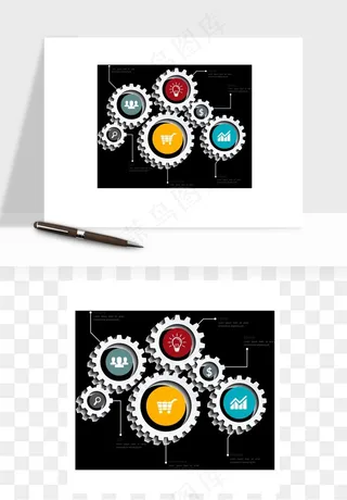 商务科技齿轮组矢量png免抠