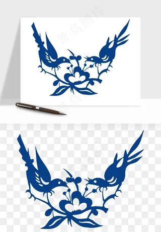 青花瓷花纹花卉图案png免抠