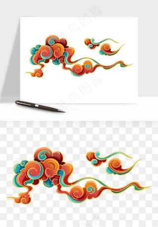 国潮敦煌云纹祥云云彩png免抠