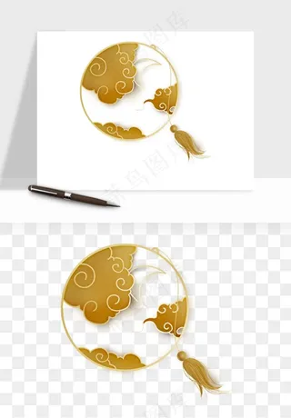 古风扇子元素png免抠