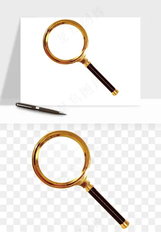 手绘放大镜镜片png免抠