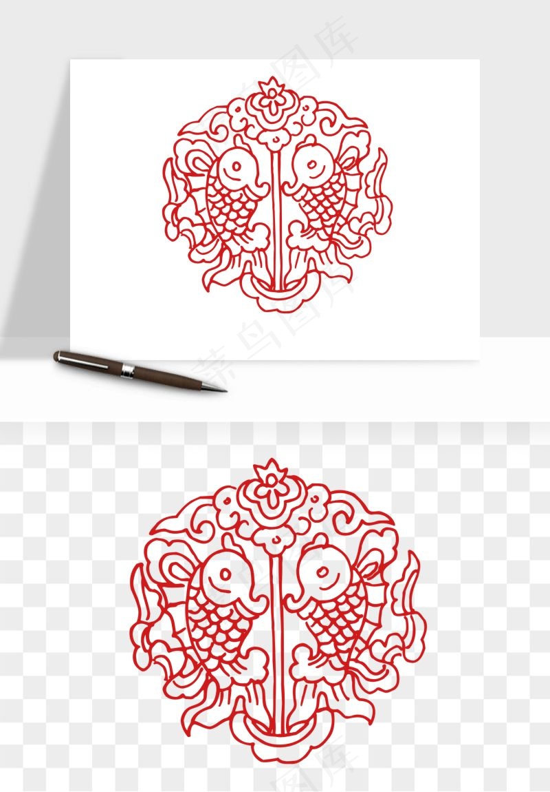 传统窗花剪纸图案png免抠