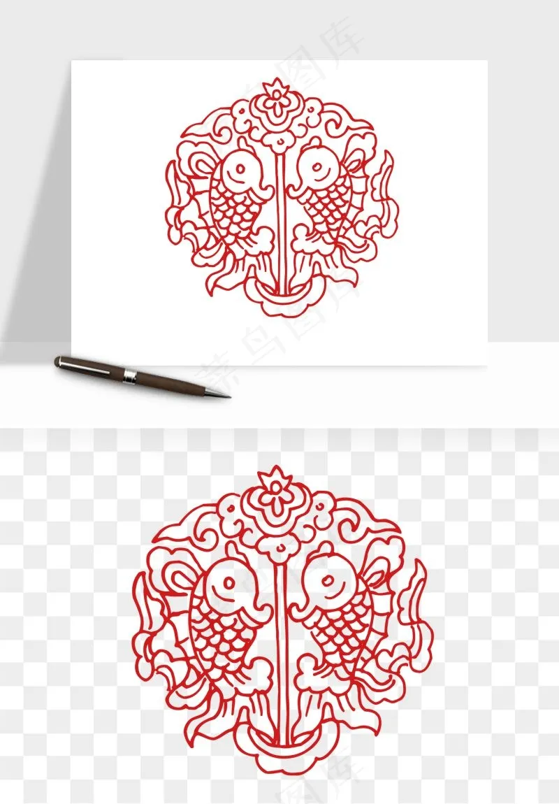 传统窗花剪纸图案png免抠