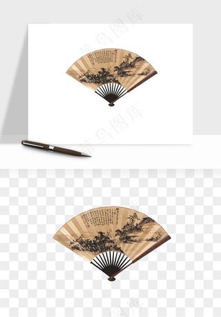 古风扇子元素png免抠