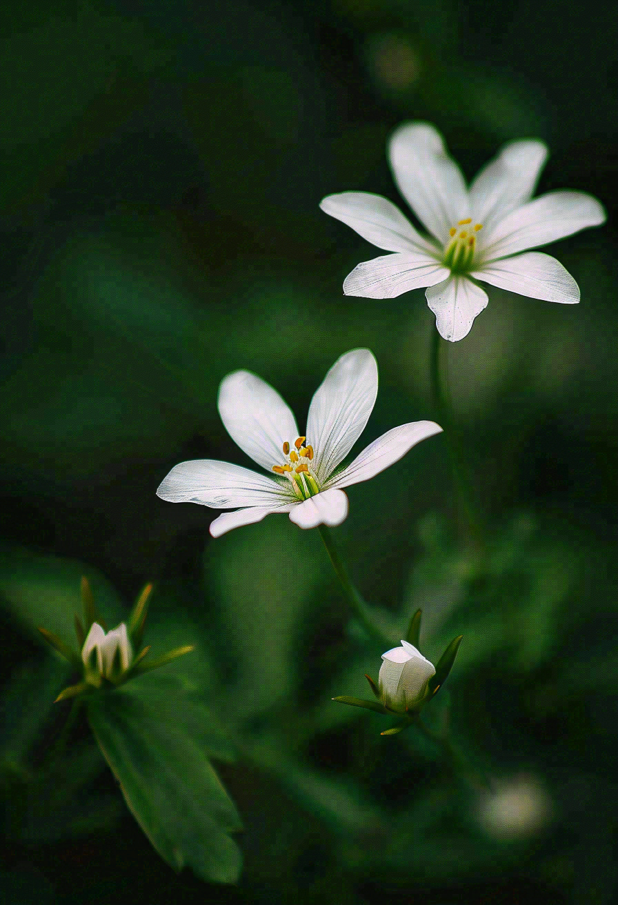 春天盛开的小白花小清新立春春分摄影图