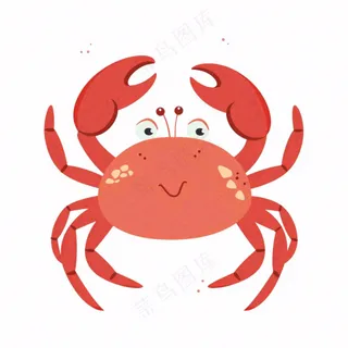 螃蟹海洋动物卡通插画免抠