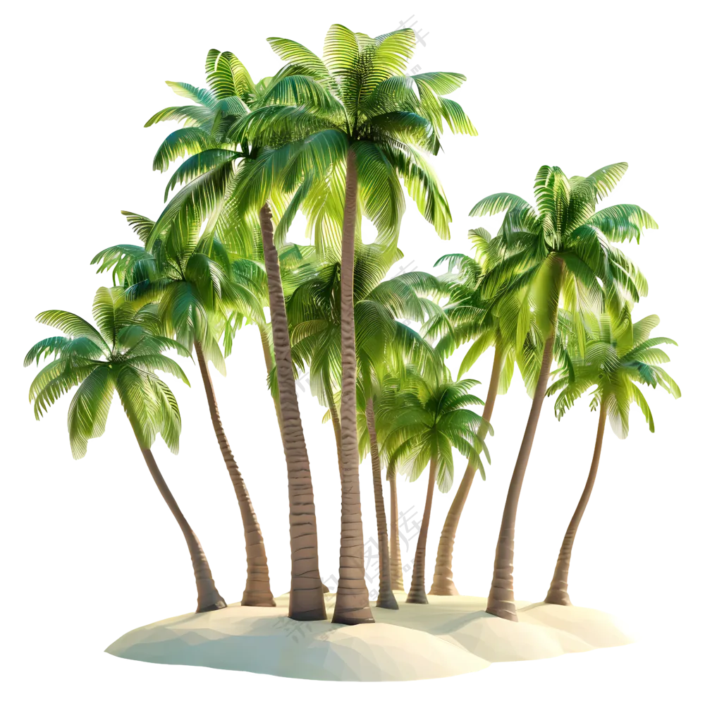 海滩中的热带棕榈树