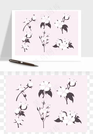 手绘棉花矢量png免抠