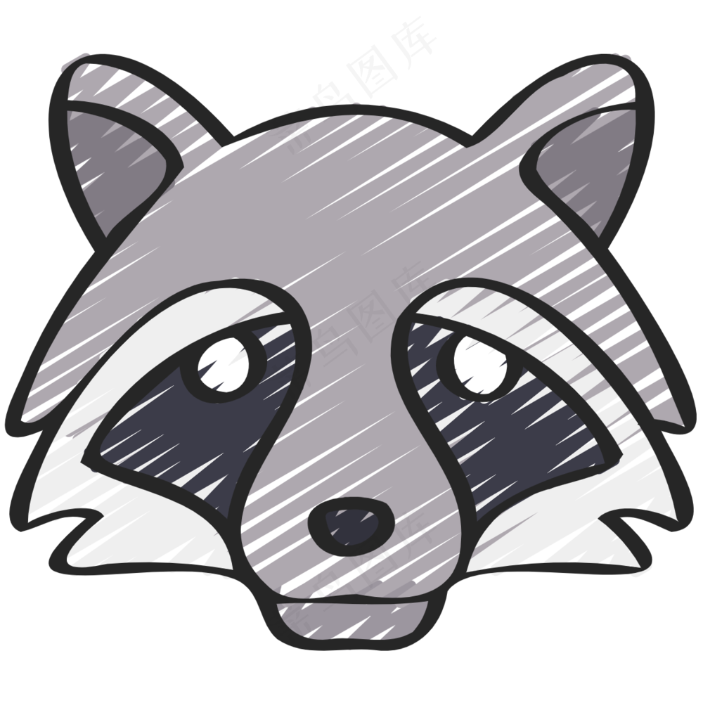 灰色浣熊头像 铅笔手绘图标icon