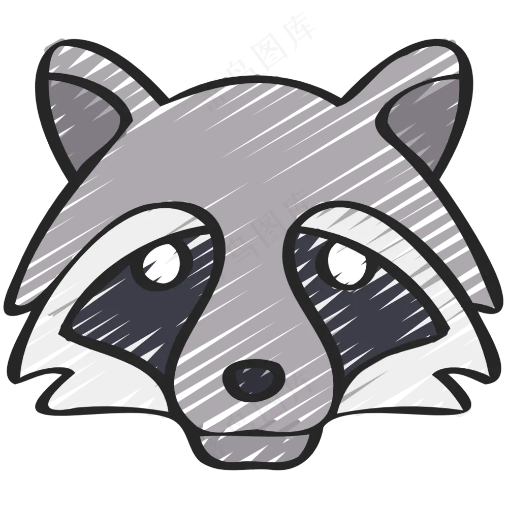 灰色浣熊头像 铅笔手绘图标icon