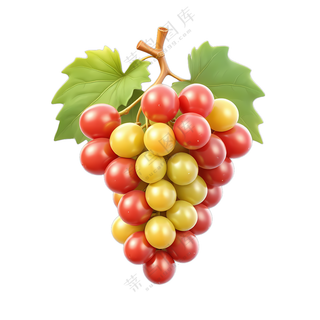 一串葡萄一个绿色的叶子