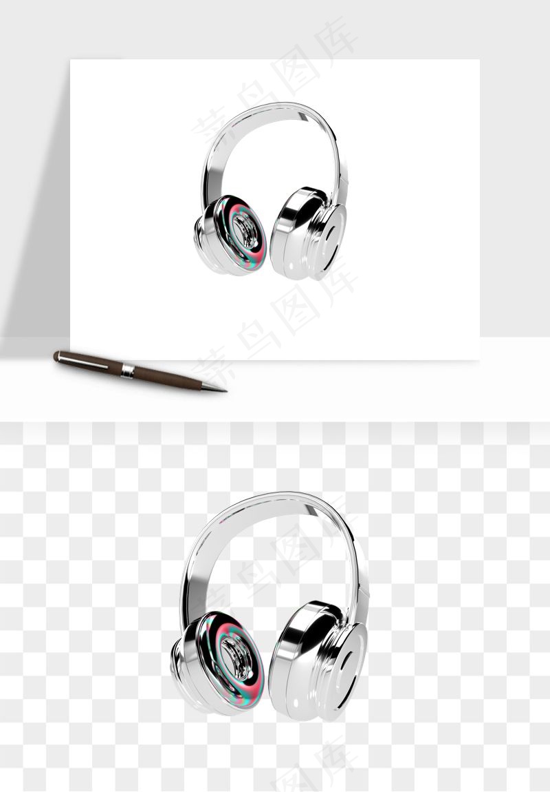 立体潮流金属质感小装饰png免抠