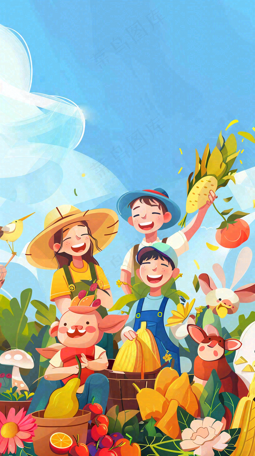 卡通插画劳动节职业人物形象插画背景