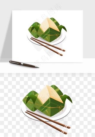 国潮粽子手绘肉粽png免抠