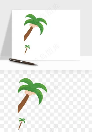 卡通沙滩椰子树png免抠