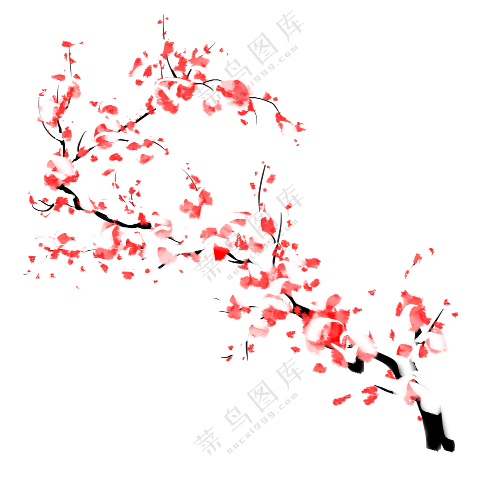 临寒飘香雪压红梅创意免抠图片素材