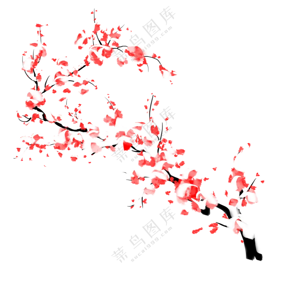 临寒飘香雪压红梅创意免抠图片素材