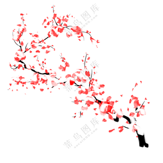 临寒飘香雪压红梅创意免抠图片素材
