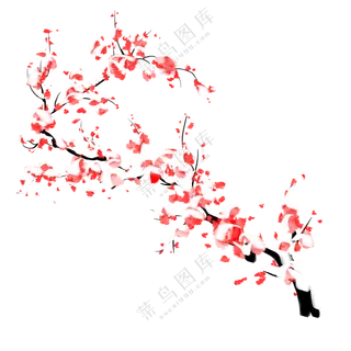 临寒飘香雪压红梅创意免抠图片素材