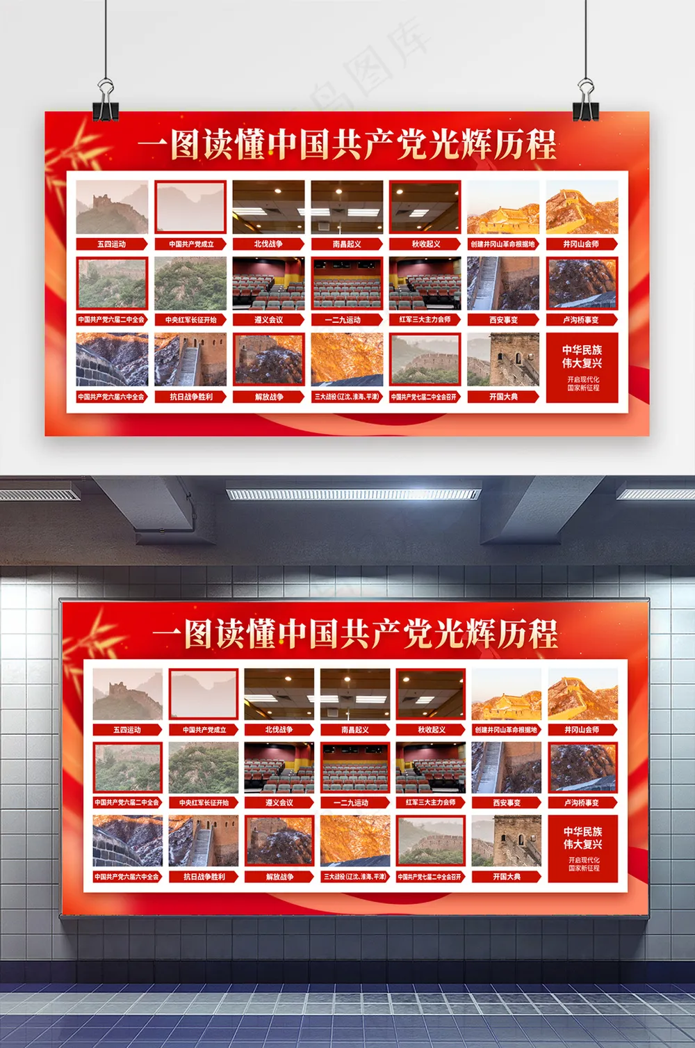 党的光辉历程路线党建展板二件套