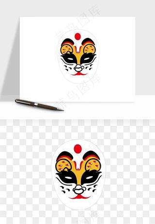 手绘戏剧脸谱卡通面具png免抠