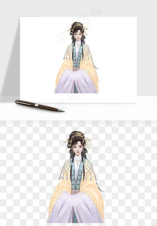 古风美人女子背影png免抠