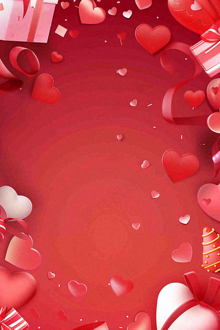 粉色礼物爱心妇女节情人节七夕插画背景