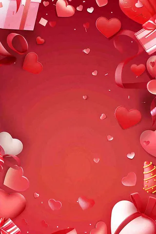 粉色礼物爱心妇女节情人节七夕插画背景