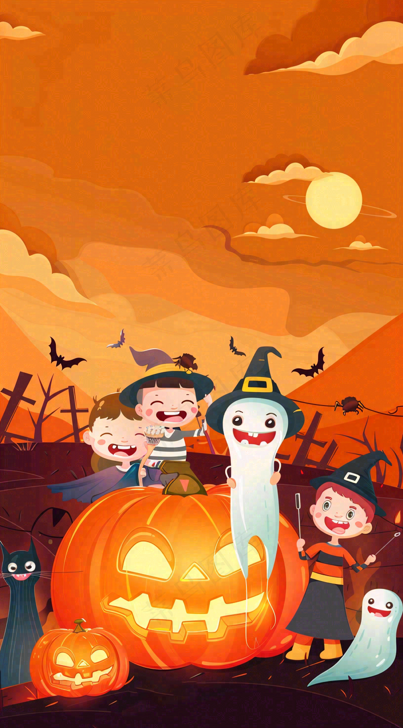 万圣节南瓜灯捣蛋恐怖背景