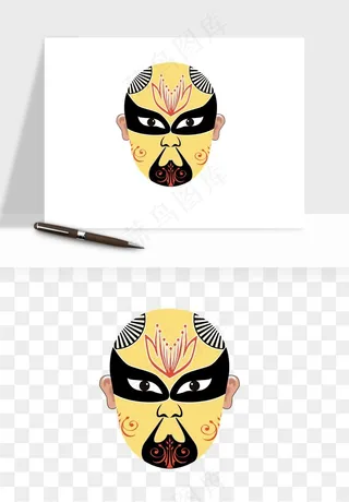 手绘戏剧脸谱卡通面具png免抠