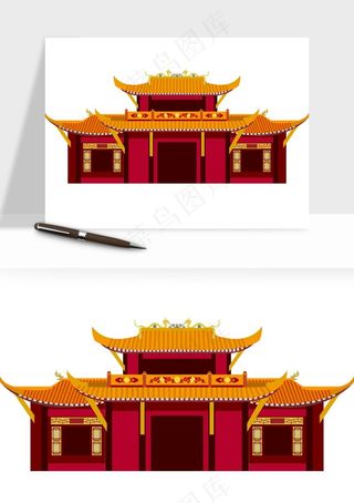 国潮风古建筑古楼古塔鼓楼ai,png免抠图