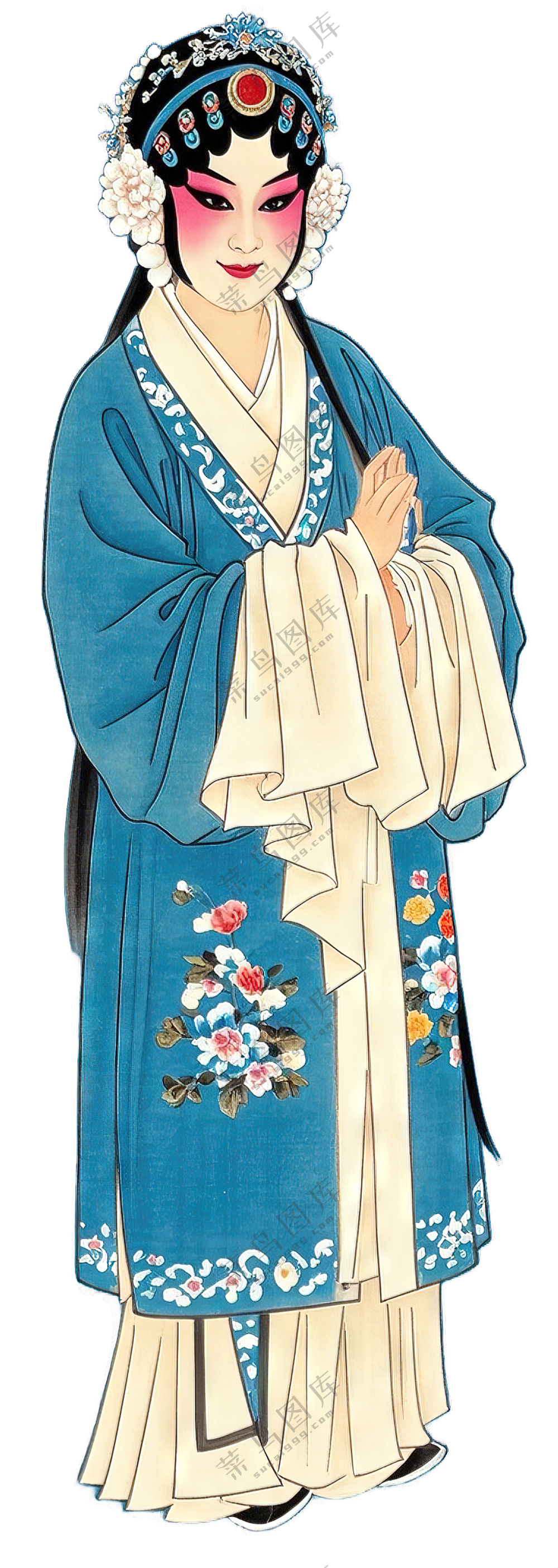 免抠工笔画写意中国风老旦京剧人物
