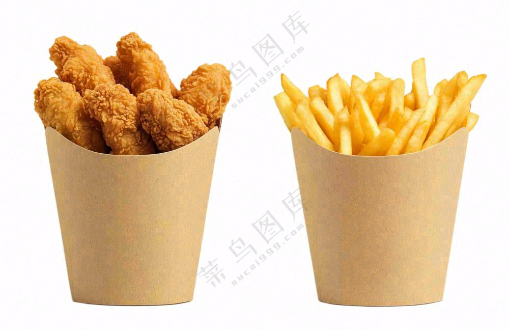 薯条鸡米花食物摄影图免抠