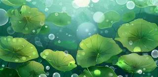 秋天插画风景处暑背景