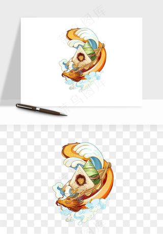 赛龙舟粽子船端午节png免抠