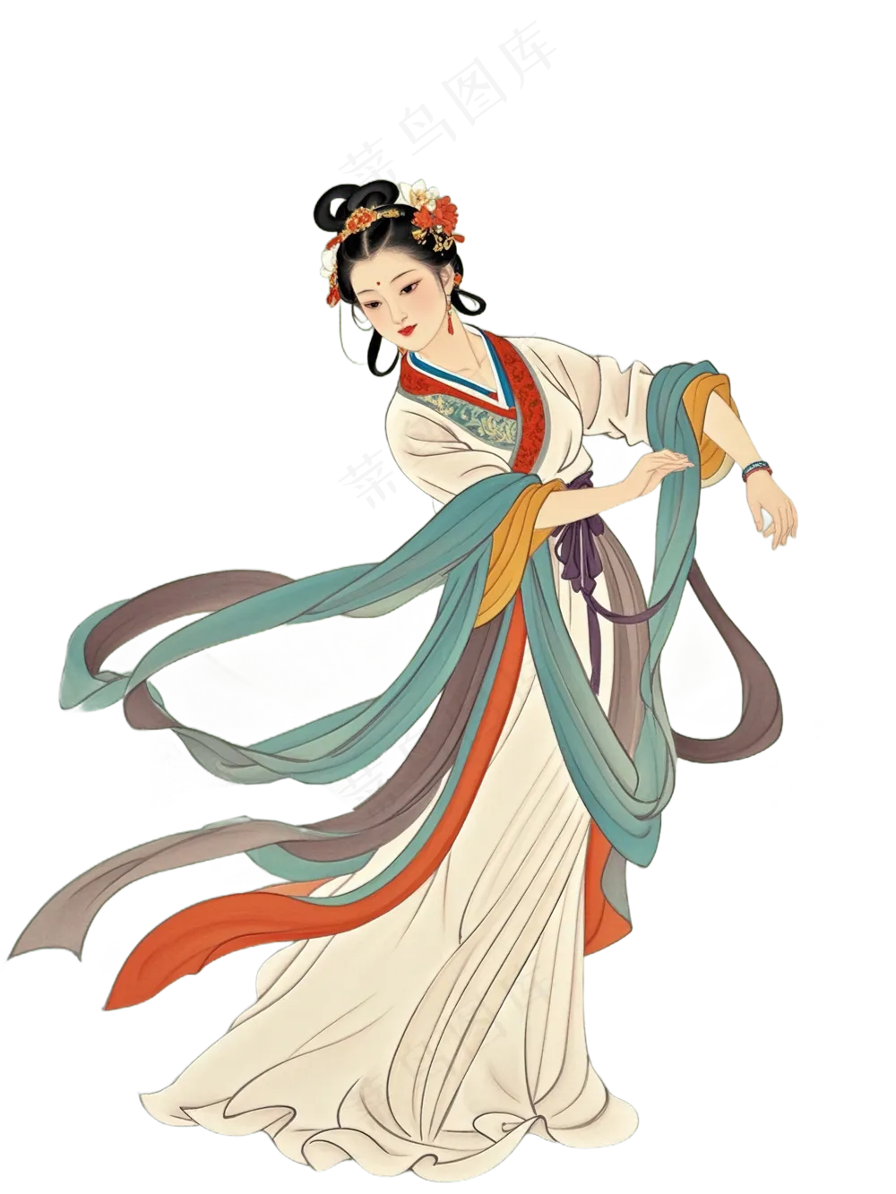 免抠中国画中国风舞蹈人物