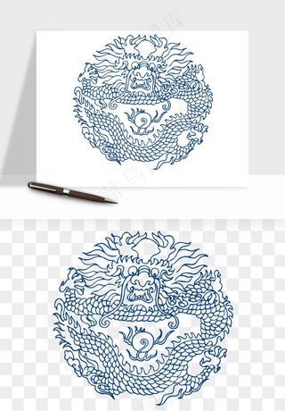 青花瓷花纹花卉图案png免抠